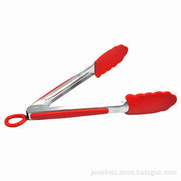 11.2-inch Hot Red Silicone Kitchen Tongs